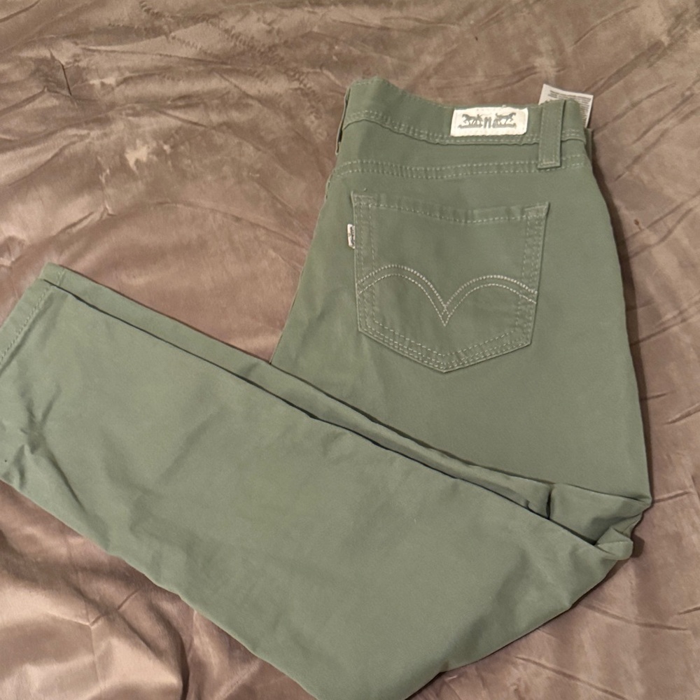Green Jeans with Back Pocket Detail